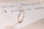 Solid Gold Two Tone Pear Moissanite Engagement Ring, Hidden Halo Promise Ring