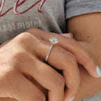 0.5 - 1.5 CT Round Cut Moissanite Pave Engagement Ring