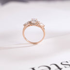 Solid Gold Three Stone Oval Cut Moissanite Engagement Ring