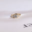 Solid Gold Three Stone Ring, Round Cut Moissanite Engagement Ring