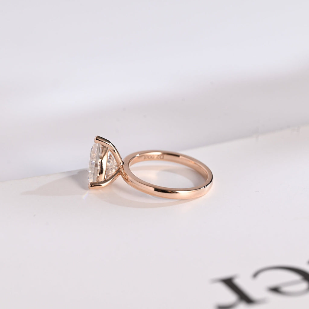 Solid Gold Minimalist Trillion Cut Moissanite Engagement Ring, Proposal Ring