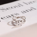 Solid Gold Trillion Cut Moissanite Engagement Ring, Double Band Open Shank Twisted Ring