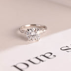 Solid Gold Round Moissanite Engagement Ring, Promise Ring for Her