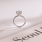 Solid Gold Half Eternity Round Moissanite Engagement Ring, Anniversary Gift for Wife