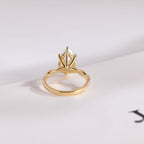 Solid Gold Pear Cut Moissanite Engagement Ring, Promise Ring