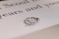 Solid Gold Pear Moissanite Engagement Ring, Twisted Band Half Eternity Bridal Ring