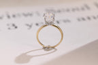 Solid Gold Two Tone Pear Moissanite Engagement Ring, Hidden Halo Promise Ring