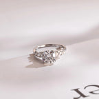 Solid Gold Round Cut Moissanite Engagement Ring, Anniversary for Her