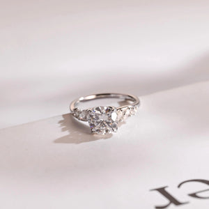 Solid Gold Round Cut Moissanite Engagement Ring, Anniversary for Her