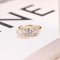 Solid Gold Three Stone Round Cut Moissanite Engagement Ring