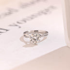 Solid Gold Floral Round Moissanite Engagement Ring, Twisted Band Anniversary Ring