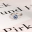 Solid Gold Round Cut Blue Moissanite Engagement Ring, Tulip Floral Bridal Ring