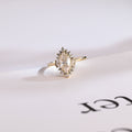 Solid Gold Marquise Cut Halo Moissanite Engagement Ring, Bridal Ring for Women