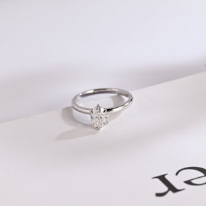 Solid Gold Solitaire Oval Cut Moissanite Engagement Ring with Six Prongs