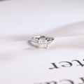 Solid Gold Princess Cut Moissanite Engagement Ring, Art Deco Ring