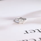 Solid Gold Princess Cut Moissanite Engagement Ring, Art Deco Ring