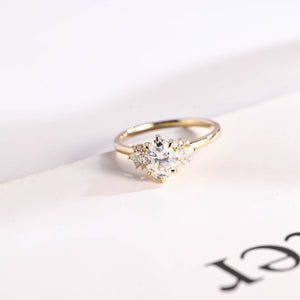 Solid Gold Oval Cut Moissanite Engagement Ring, Vintage Promise Ring