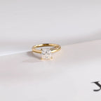 Solid Gold Princess Cut Moissanite Engagement Ring, Promise Ring