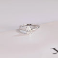 Solid Gold Pear Cut Moissanite Engagement Ring,