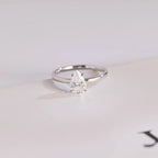 Solid Gold Pear Cut Moissanite Engagement Ring,