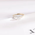 Solid Gold Two Tone Princess Cut Moissanite Engagement Ring, Anniversary Gift for Her