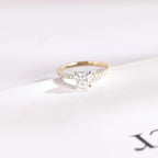 Solid Gold Two Tone Princess Cut Moissanite Engagement Ring, Anniversary Gift for Her