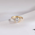 Solid Gold Oval Cut Cluster Moissanite Engagement Ring, Promise Ring