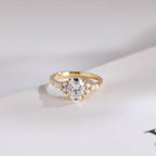 Solid Gold Oval Cut Cluster Moissanite Engagement Ring, Promise Ring