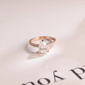 Solid Gold Pear Cut Moissanite Engagement Ring, Half Pave Proposal Ring