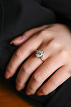 Solid Gold Oval Moissanite Engagement Ring, Filigree Wedding Ring