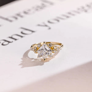 Solid Gold Princess Cut Moissanite Engagement Ring, Custom-Made Ring Available