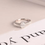 Solid Gold Oval Cut Moissanite Engagement Ring, Proposal Ring