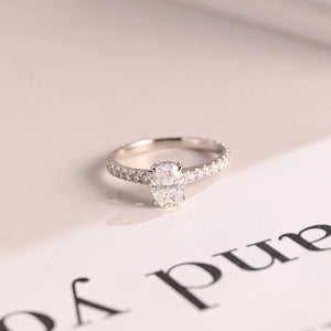 Solid Gold Oval Cut Moissanite Engagement Ring, Proposal Ring