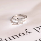 Solid Gold Princess Cut Moissanite Engagement Ring, Dainty Promise Ring
