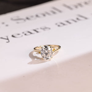 Solid Gold Oval Moissanite Engagement Ring, Bypss Proposal Ring