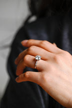 Solid Gold Round Moissanite Engagement Ring, Promise Ring for Her