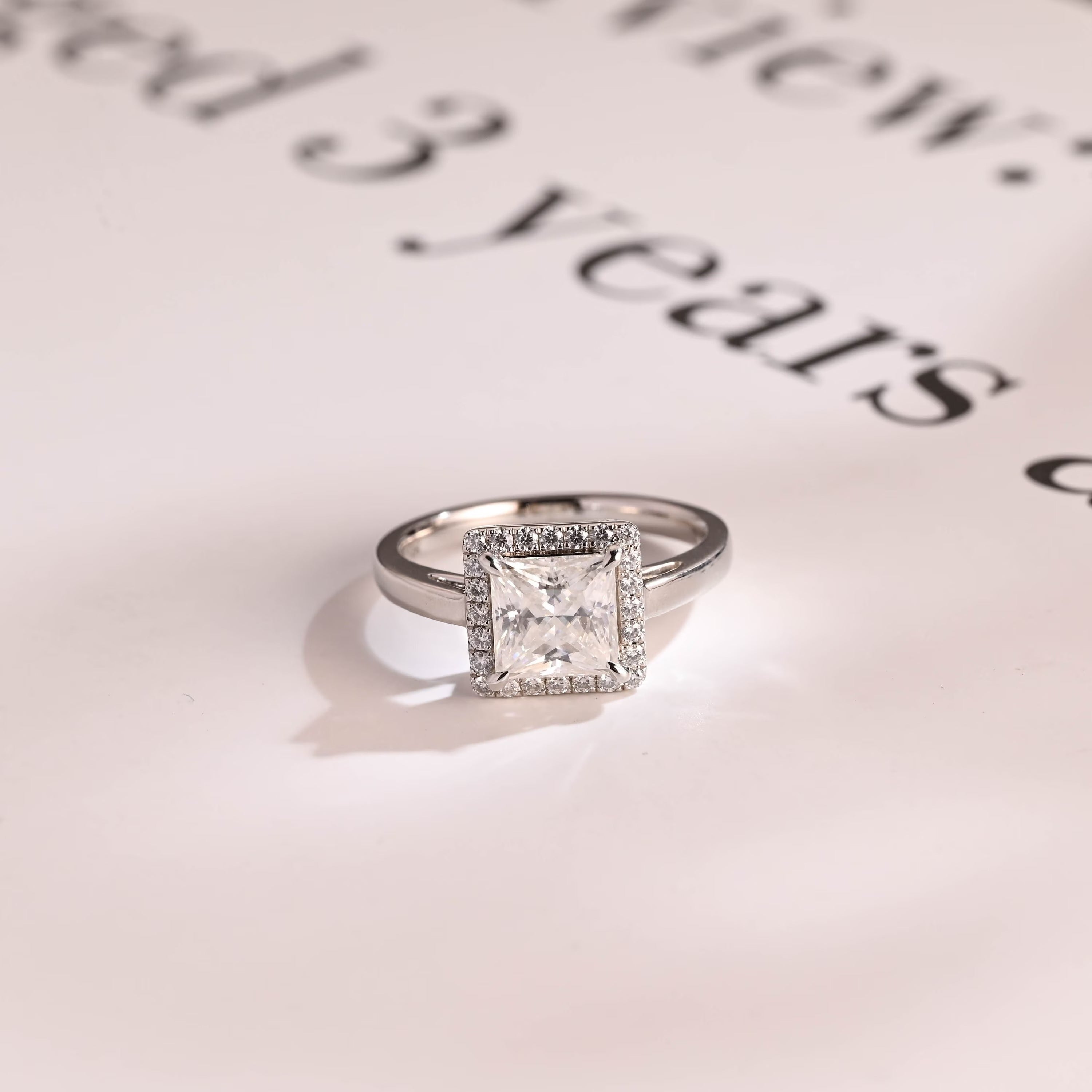 Solid Gold Princess Cut Moissanite Engagement Ring, Promise Ring Main image
