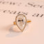 Solid Gold Pear Moissanite Engagement Ring, Double Band Split Shank Halo & Half Eternity Proposal Ring