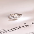 Solid Gold Pear Moissanite Engagement Ring with Accent Stone, Tear Drop Ring