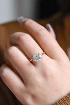 Solid Gold East-West Solitaire Oval Cut Moissanite Engagement Ring, Promise Ring