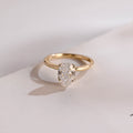Solid Gold Tulip Flower Pave Crushed Ice Pear Moissanite Engagement Ring