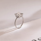 Solid Gold Half Eternity Princess Cut Moissanite Engagement Ring, Promise Ring