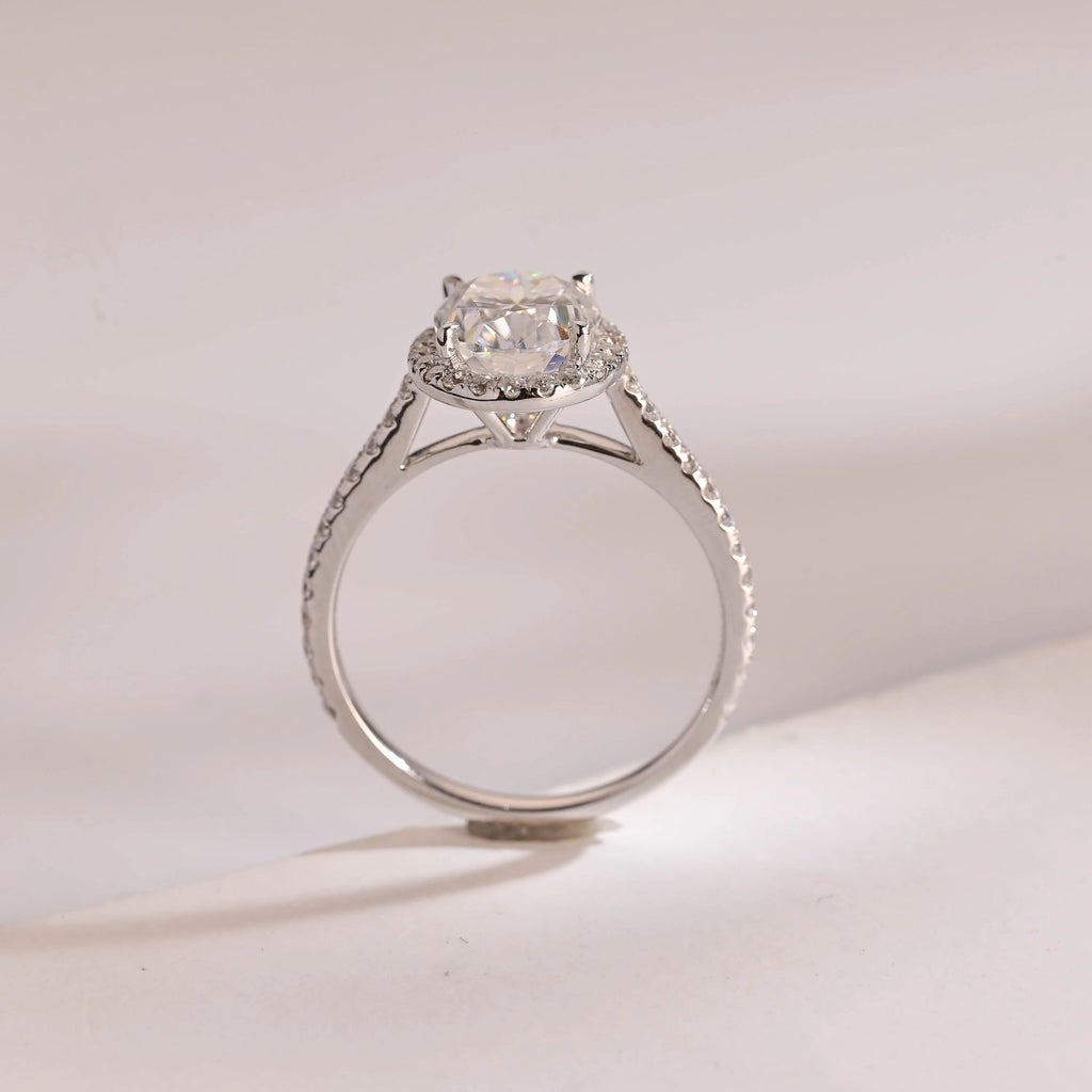 Solid Gold Oval Moissanite Engagement Ring with Ruby & Emerald (Copy)