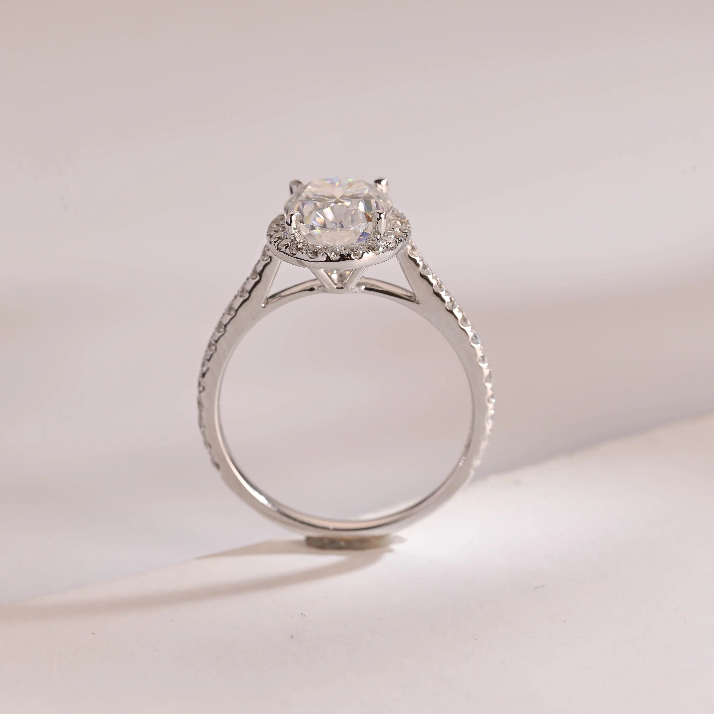 Solid Gold Oval Moissanite Engagement Ring with Ruby & Emerald (Copy)