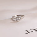 Solid Gold Sunflower Round Moissanite Engagement Ring, Half Eternity Promise Ring