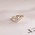 Solid Gold Minimalist Flower Oval Moissanite Engagement Ring, Promise Ring