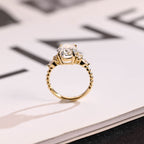 Solid Gold Twisted Band Oval Moissanite Engagement Ring