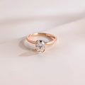 Solid Gold Double Prongs Oval Moissanite Engagement Ring, Promise Ring