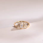 Solid Gold Marquise Moissanite Engagement Ring with Accent Stones
