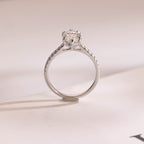 Solid Gold Marquise Cut Moissanite Engagement Ring with Hidden Halo